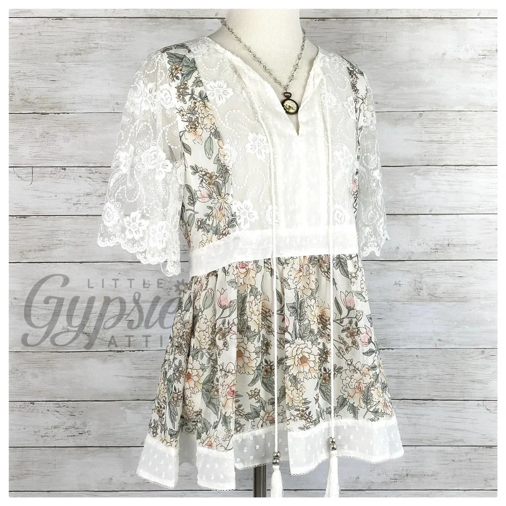 POL Cottagecore Peplum Tunic Top - Picture 6 of 10